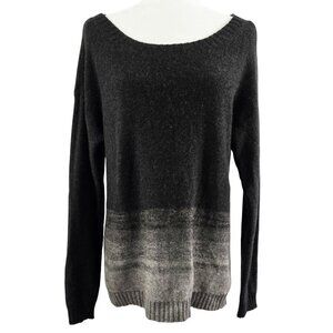 Eileen Fisher Yak Wool Silk Charcoal Gray Ombre Effect Bateau Neck Sweater